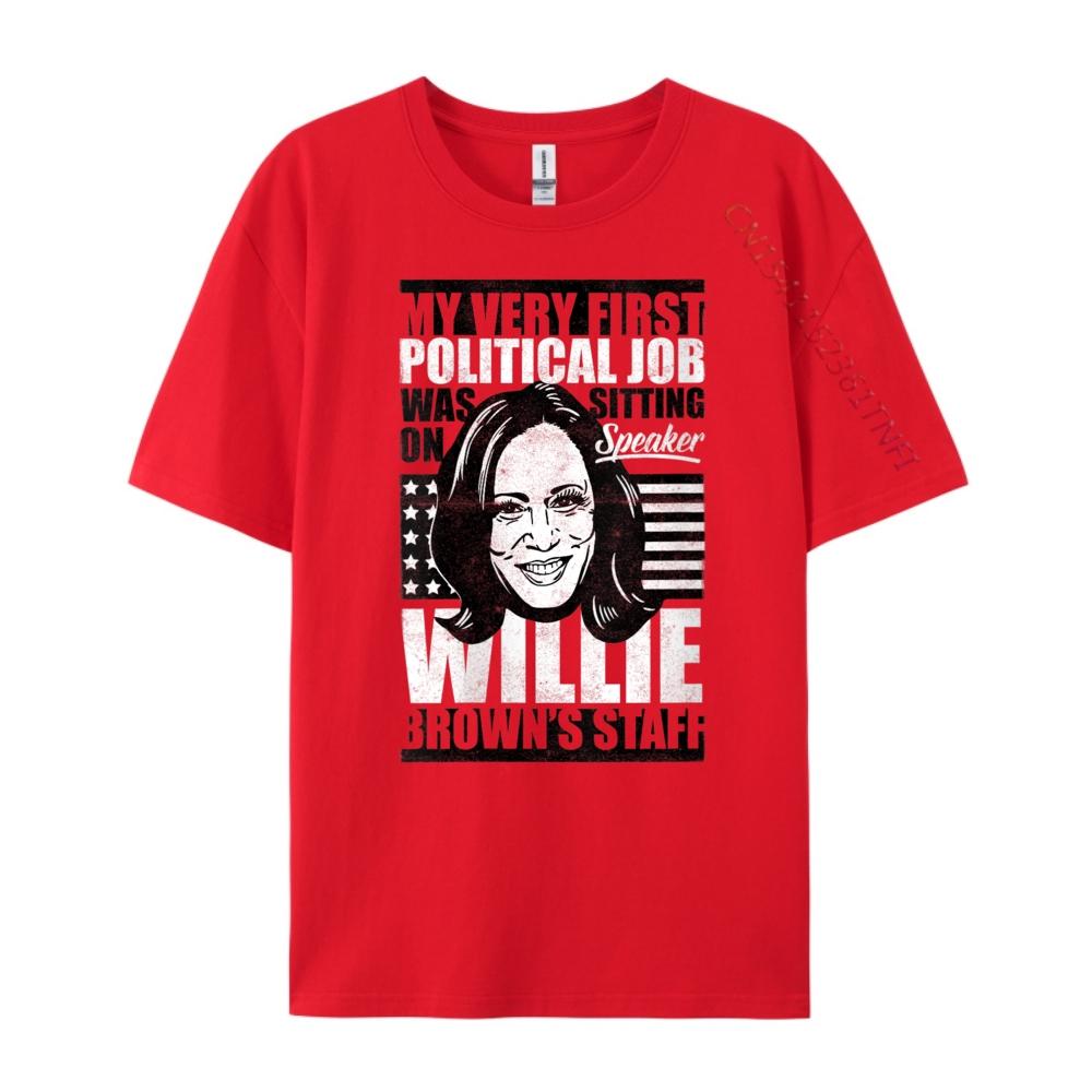 

Womens Anti Biden Kamala Harris First Job Willie Brown Female Vp Black T Shirt T-Shirts Easter Sunday S