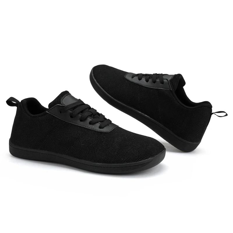 

Кроссовки для взрослых Cross-Trainer с широким носком, мужские, широкие, минималистичные, с нулевой подошвой, повседневные, вязаные, для ходьбы, босиком, большого размера 47 чёрный