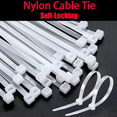 500/1000PCS/bag Self-locking Plastic Nylon Tie White Zip Wraps Strap Nylon Cable Tie Set Fastening Ring Loop Wire Wrap