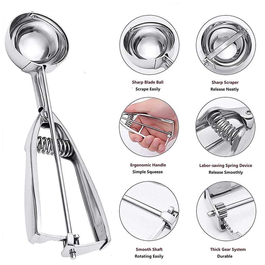 3Pcs Ice Cream Scoops Easy-Releasing Fruits Ball Maker Kitchen Tools Yogurt Watermelon Jelly Cookie Accessories