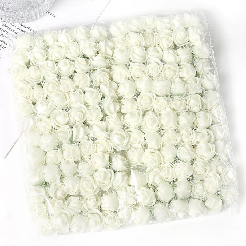 96Pcs Mini Rose Artificial Flowers Bouquet 7.5cm Foam Fake Flowers Wedding Decoration for Home Room Decor DIY Gifts Accessories