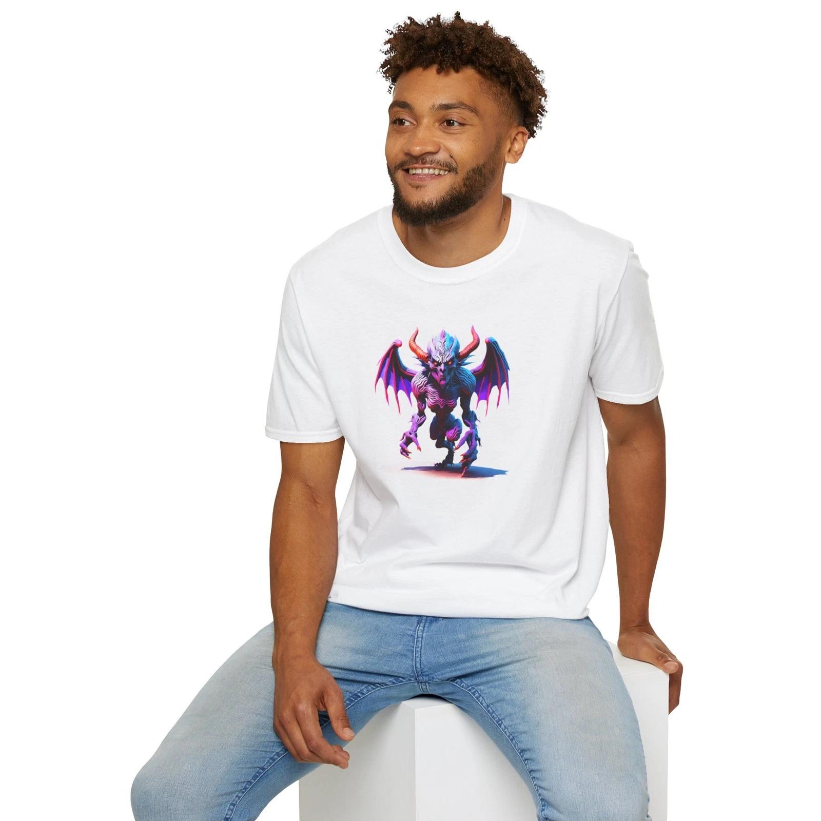 Demonic Graphic T-Shirt for Gamers, Unisex Softstyle Tee, Halloween 3XL