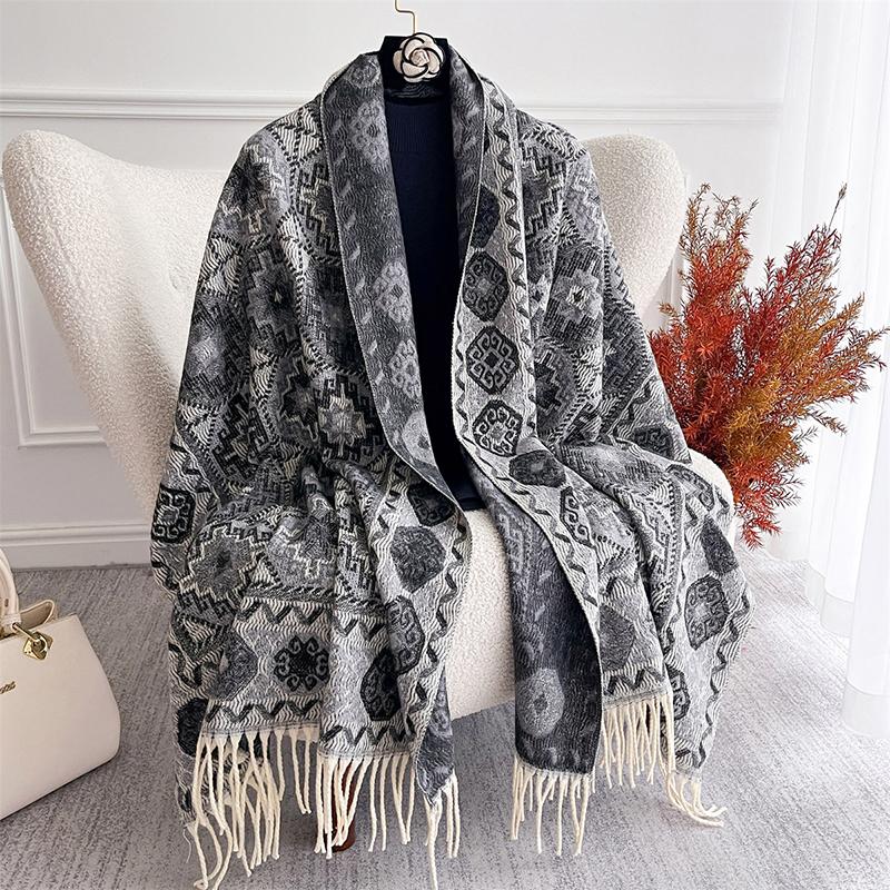 

Luxury Winter Thick Warm Scarf Women Jacquard Cashmere Shawl Pashmina Blanket Bufanda Female Tassel Echarpe Poncho Stoles 65X180 cm