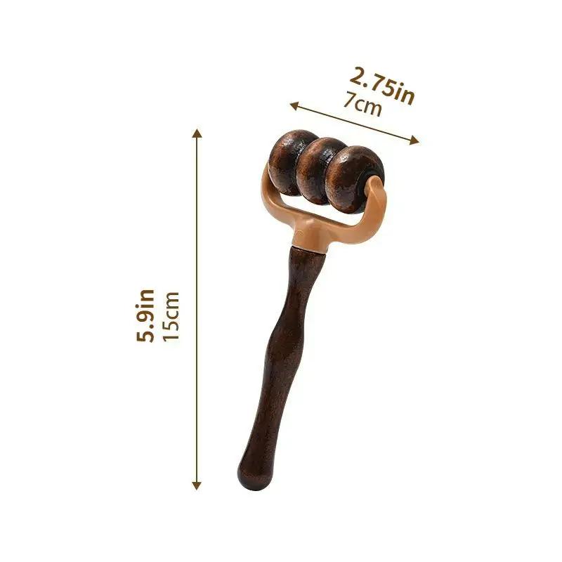 Wooden Massage Roller Handheld Muscle Relief For Neck, Shoulders, Head Promotes Circulation Home & Office Use