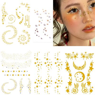 SoPeep Glitter Tattoo Sticker Gold Halloween Club, 1 Set, Shining