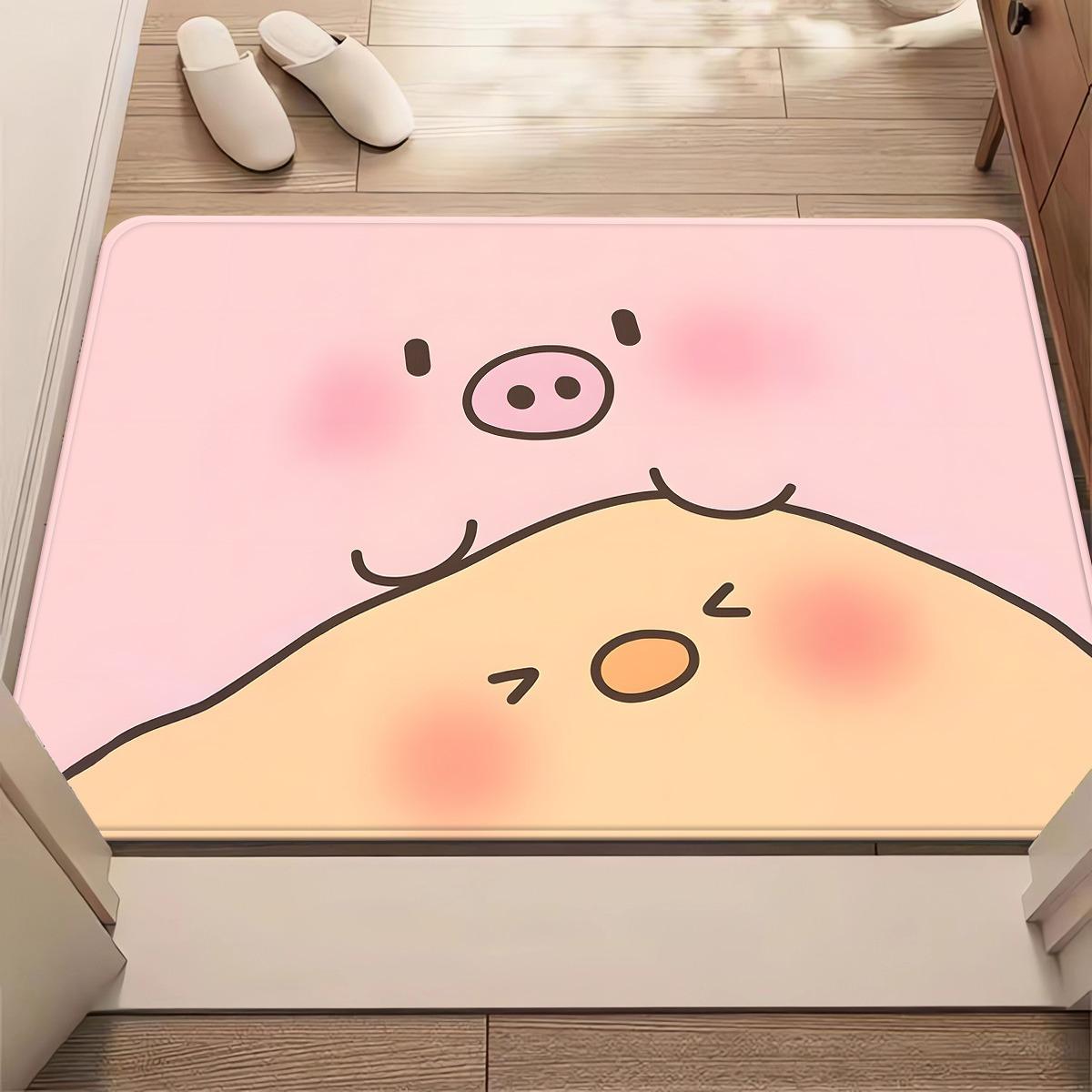 

1pc Cute Pink Pig Face Doormat Non-Slip Absorbent Microfiber Rug for Bathroom Bedroom Living Room Outdoor 40x60cm 40x60cm