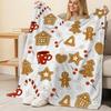 Soft Flannel Throw Blanket - Solid Gingerbread Man Pattern, Cozy Warm for Home Winter, Christmas Decor & Holiday Comfort