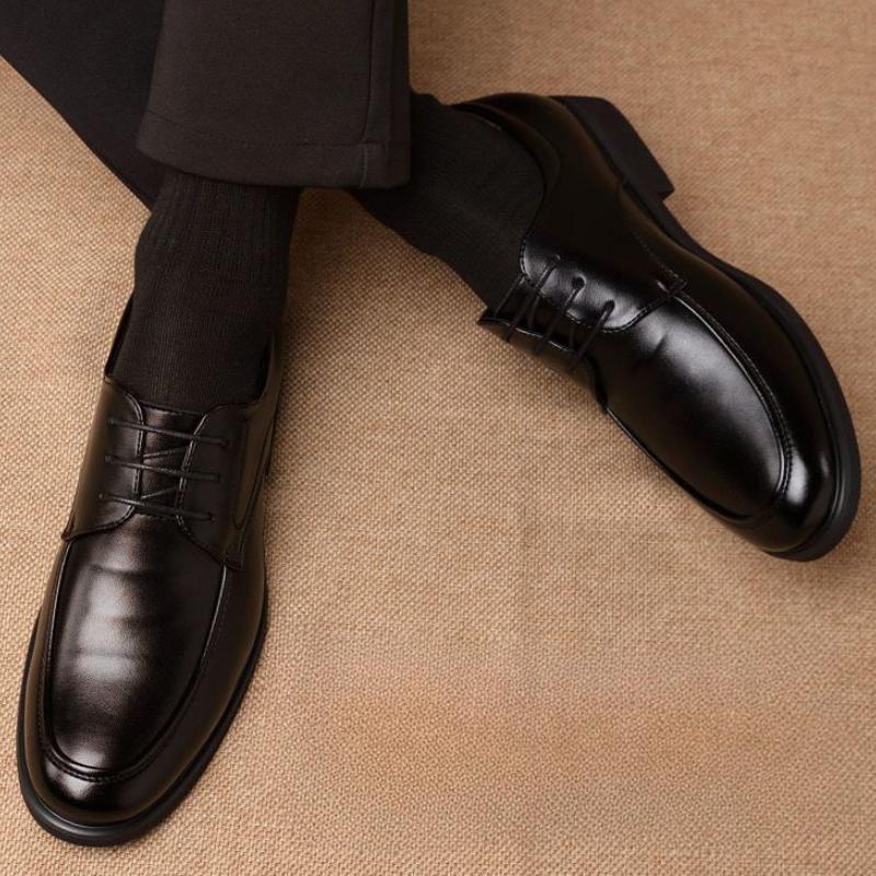 Fashion Lace Up Round Toe Male Casual Shoe Office Cowhide Social 2024 Trend New In Men's Leather Shoes Low Price Shipping Free Delivery