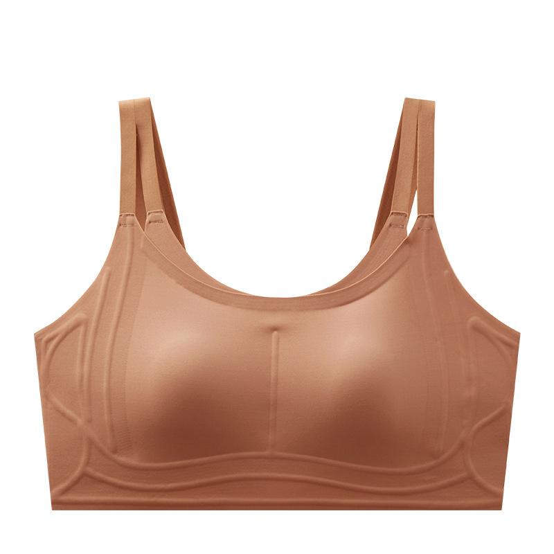 Liquid foundation invisible seamless female rabbit ear cup large chest small gathering soft support tube top ultra-thin bra cover