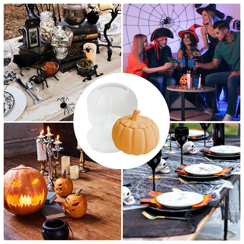 Halloween Pumpkin Jar With Lid Silicone Mold Jewelry Storage Box Mold DI Y Handmade Plaster Epoxy Resin Crafts Halloween Decor