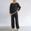 Damski Garnitur Zimowa Odzież Domowa Casualowy Dwuczęściowy Top Pulower ze Wstawkami w Kontrastowych Kolorach + Proste Spodnie z Szerokimi Nogawkami