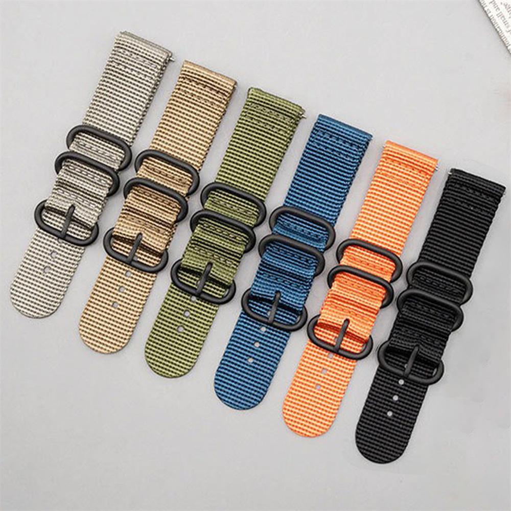 22mm Double Loop Nylon Watchband for Huawei Watch GT 6/5/5 Pro 4 46mm Black Buckle Braided Strap