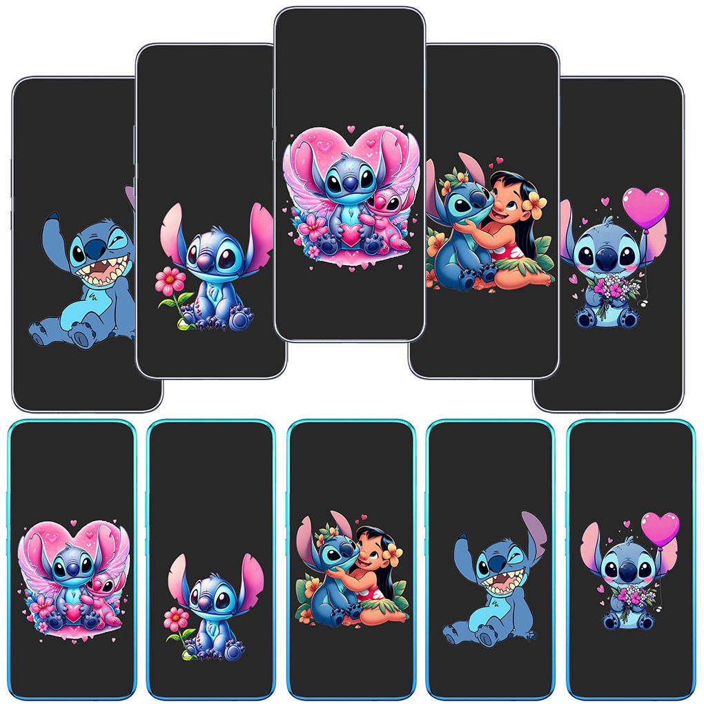 

для Motorola Moto Edge 40 30 neo G54 G24 G84 iPhone 15 14 Xiaomi Redmi Note 13 12 11 Pro Samsung Galaxy A34 синий Лило аниме Стич черный чехол для телефона