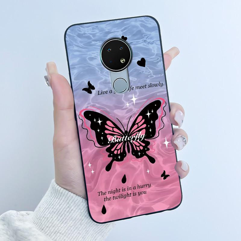 Coque Mignonne Pour Nokia 6.2 / Nokia 7.2 Fundas Capa Coque Imprimée Coque de Protection Silicone Souple Dessin Animé Coque Noire