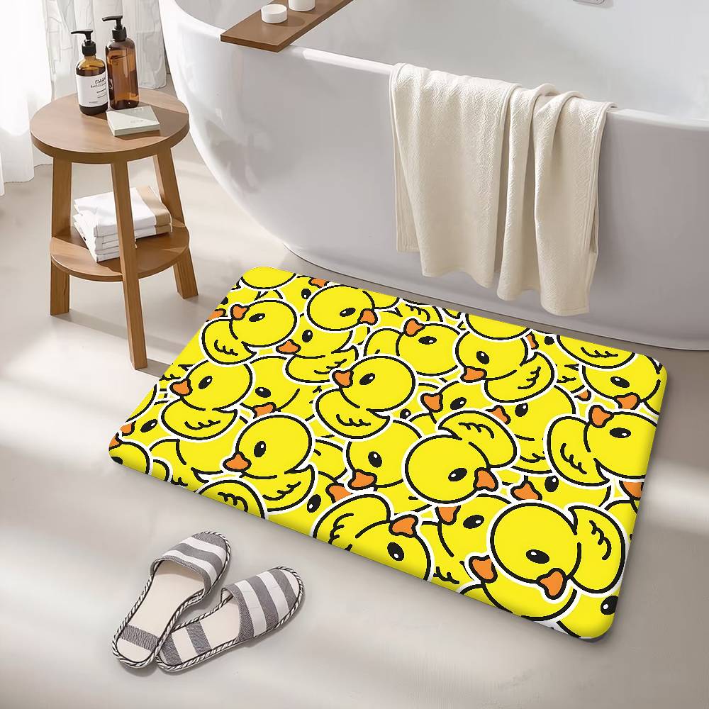 Yellow Duck Cartoon Pattern Floor Carpet Nordic Style Home Doormat Bathroom-Toilet Mats Bedroom Bedside Mats