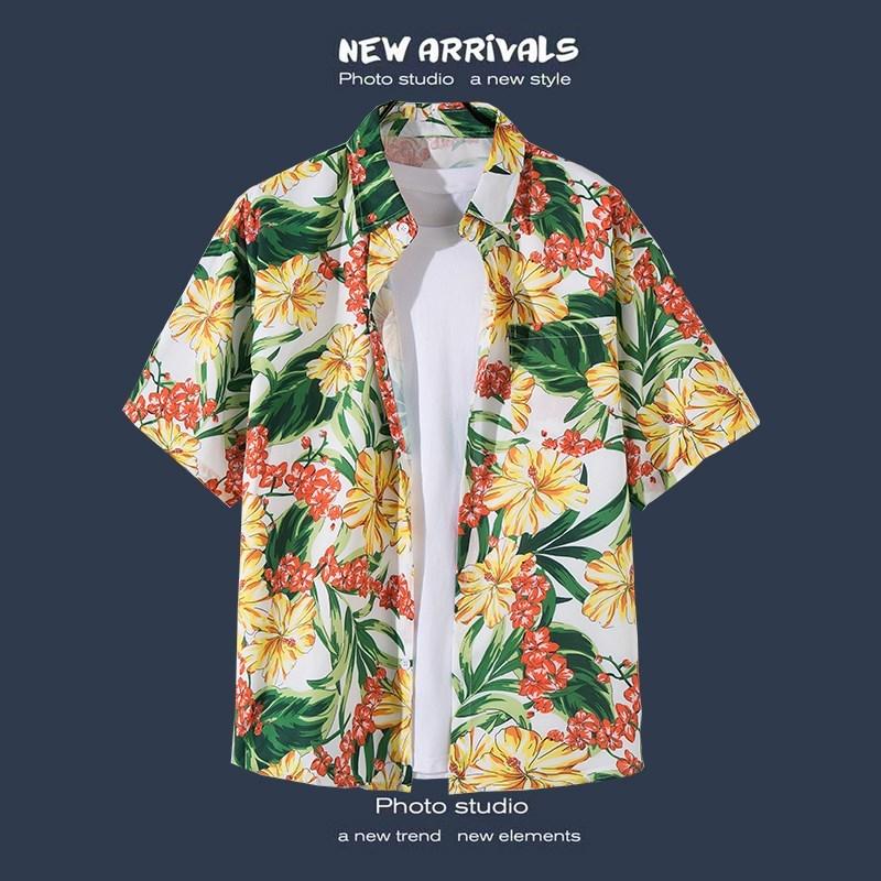 Men's Shirt Summer Hawaiian Shirt Casual Shirt Beach Shirt Short Sleeve Flower Plants Lapel Hawaiian Holiday Clothing