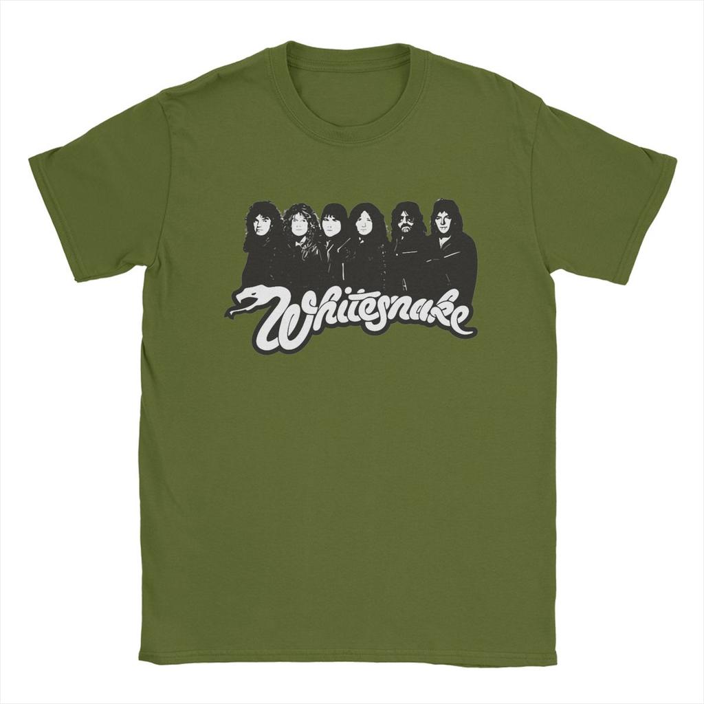 Funny Whitesnake Logo T-Shirt Men Round Neck Pure Cotton T Shirt Short Sleeve Tee Shirt Printing Tops