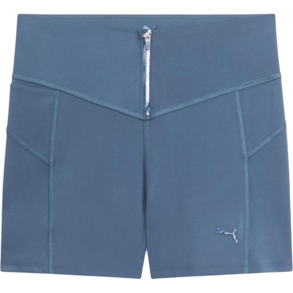 Puma Solid Color Zipper High Waist Slim Fit Casual Shorts Women Shorts Dark-Night 526813-24