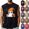 Men's Distressed Halloween Tank Top Casual Comfortable Round Neck Sleeveless Shirt