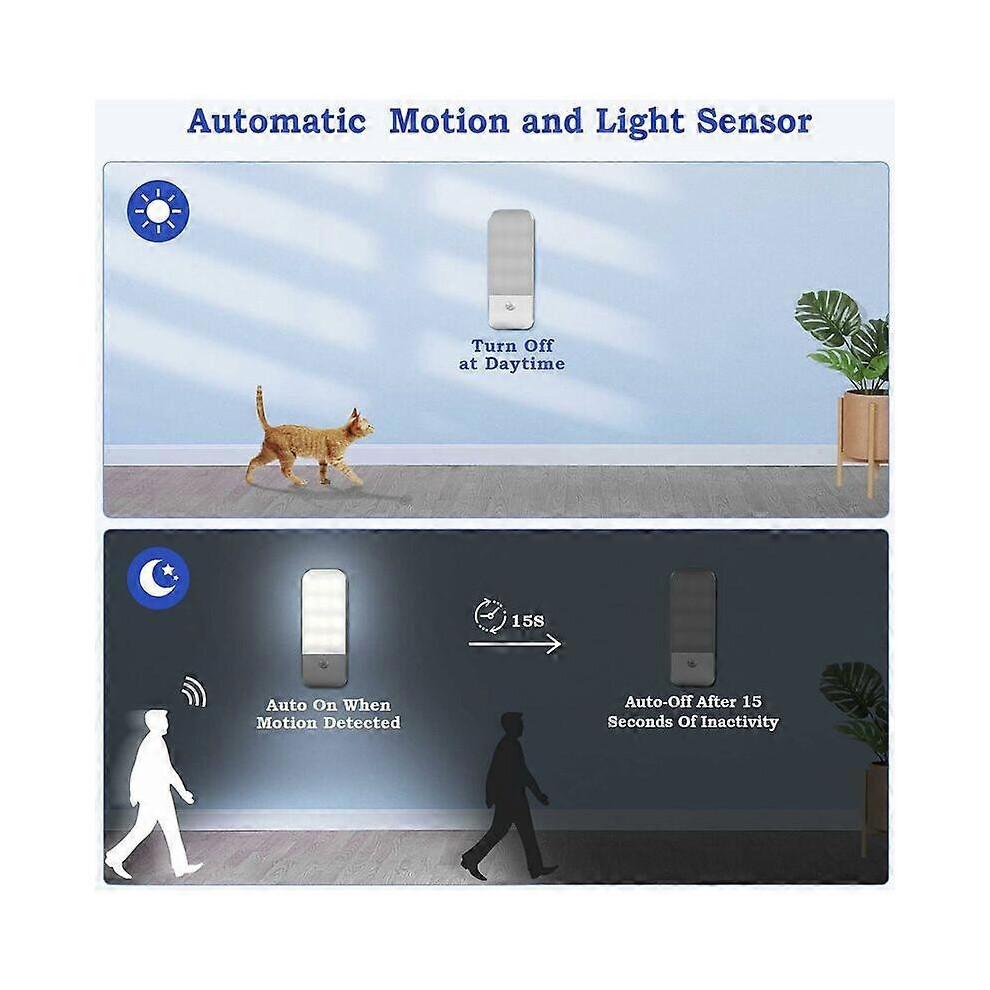 Auto LED [2 Pack], 12 LED USB Rechargeable Closet Night Lights with Motion Sensor Magnetic Adhesive Tape, 3 Modes (Auto/On/Off)