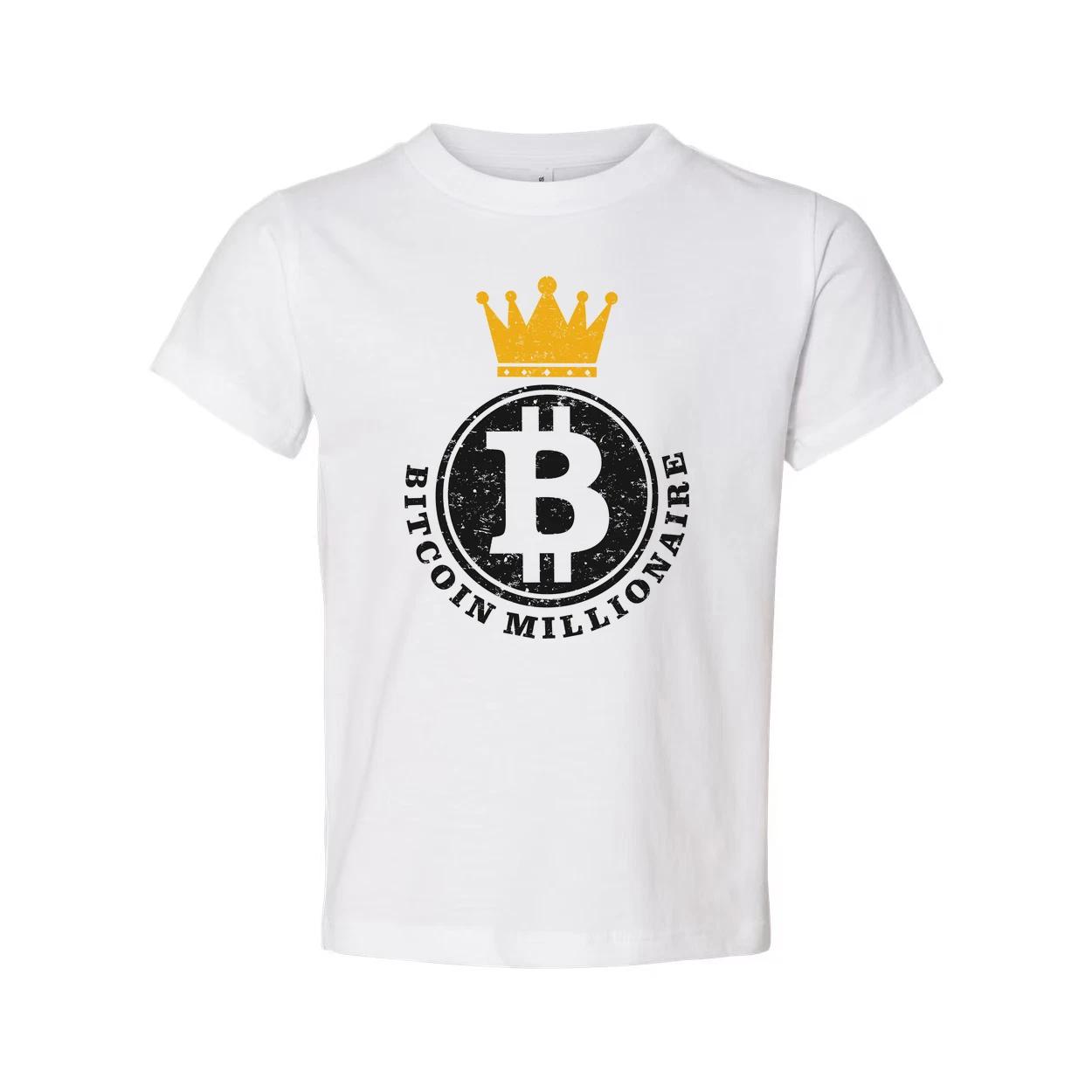 Bitcoin Millionaire Graphic Tee With Crown Emblem Distressed Circle Logo For Cry 4XL
