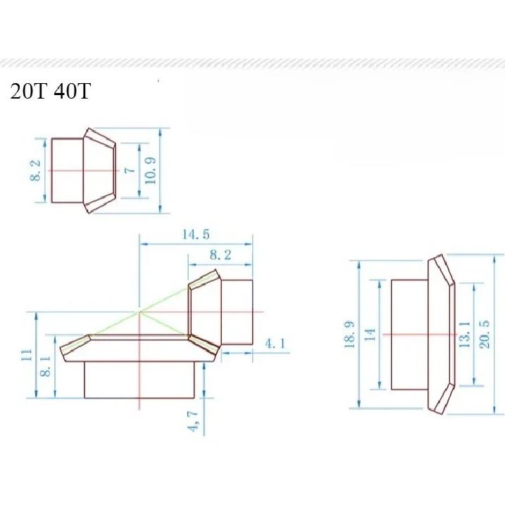 Messing Keglehjulsæt med Høj Præcision 0,5 Modul 1:2:1 Forhold 20T/40T, 90-Graders Retvinklet Drev til Mekanisk Transmission