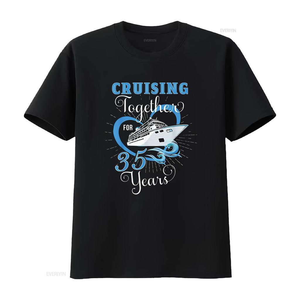 Womens Cruising Together For 35 Years Wedding Anniversary Cruise T Shirt Black 2XL Vintage Washed Breathable Soft
