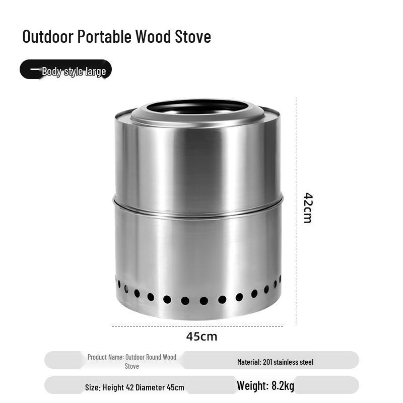 Stainless Steel Foldable Outdoor Wood Stove - High Temperature Resistant, Durable Camping Barbecue Oven