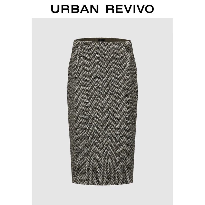 UR Women s Herringbone A-Line Wool-Blend Skirt L