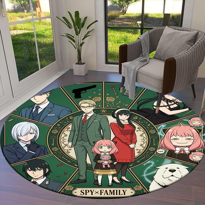 Spy Family Round Area Rug Carpet Rug For Living Room Bedroom Sofa Playroom Decor Nonslip Floor Mat