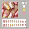 24 Pieces Fashion Cute Easter Themed Press On Nails Full Cover False Nails with Floral and Bunny Patterns for Nail Art Decoration