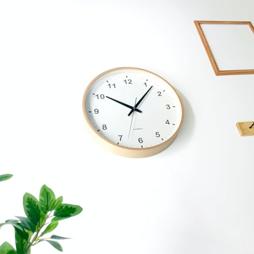 KATOMOKU plywood clock, natural finish, km-33LRC, wall clock with continuous second hand, 30.4cm diameter (radio-controlled clock)