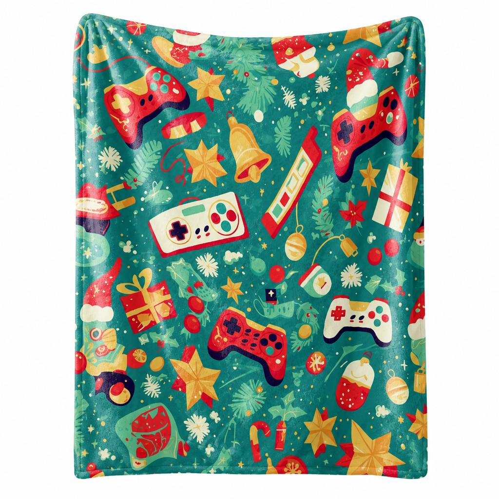 Merry Christmas Blanket Christmas Tree Gingerbread Man Red Flannel Blanket for New Year Christmas Gift for Family Nana Mon Dad