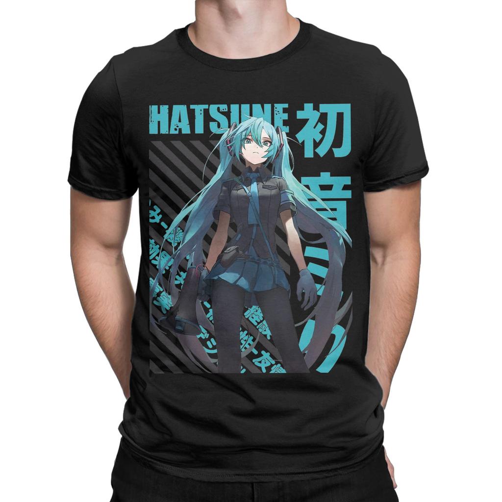 Men Women Vocaloid  Hatsunes Mikus T Shirt Anime Manga Pure Cotton Tops Novelty Short Sleeve Round Neck Tees Gift Idea T-Shirts