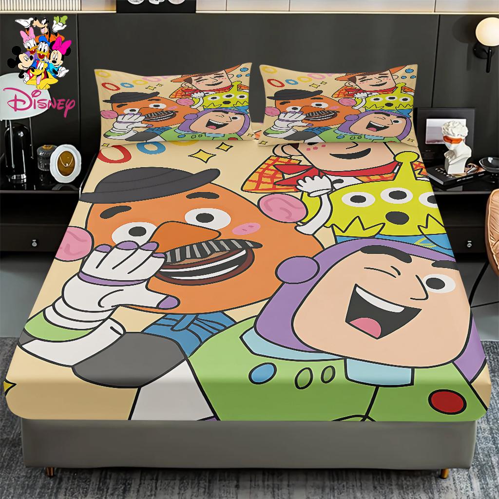 2/3pcs Disney Toy Story Cozy Fitted Sheet Set 100% Polyester Digital Print Festive Bedroom & Dormitory Decoration
