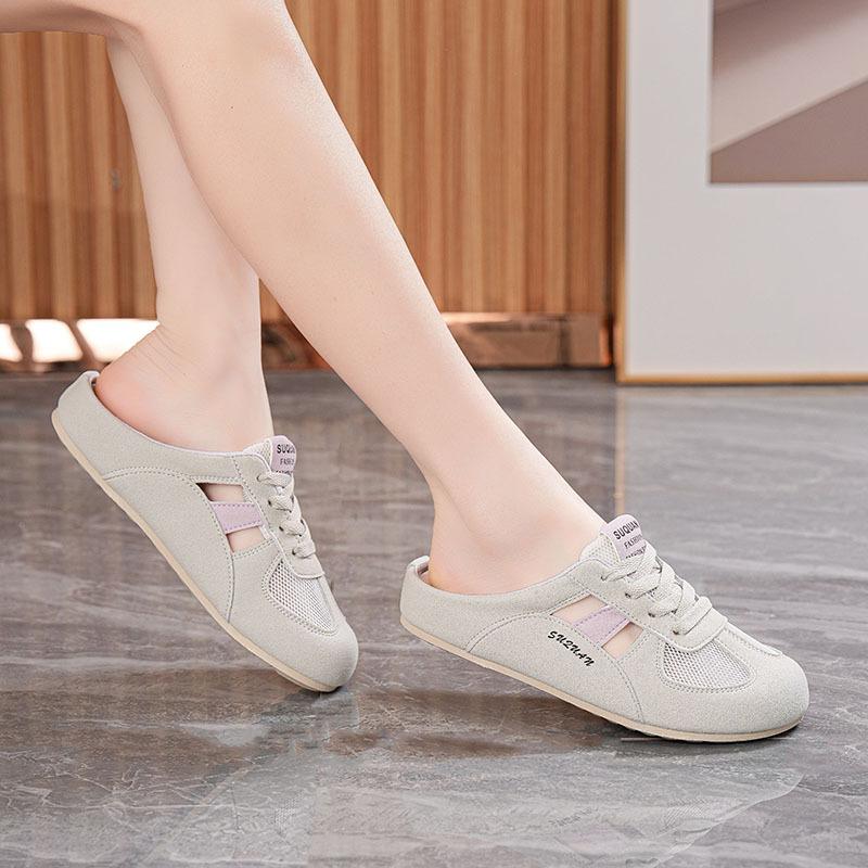 Summer new soft bottom half slippers ins retro flat bottom inner bag head slippers K