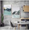 Pintura de Arte de Pared Decoración de Pasillo de Casa Pintura Abstracta en Lienzo Paisaje de Montaña Bosque Atardecer Póster Nórdico