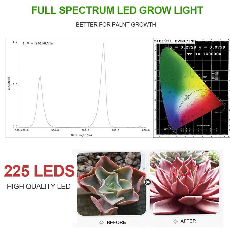 2pcs 1000W Full Spectrum Indoor LED Grow Lamp For Plant Growing Light Tent Fitolampy Phyto UV IR Red Blue 225 Led Flower Plants