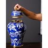 Large Hand-Painted Blue and White Porcelain Vase – Chinese Style Living Room Ornament for Flower Arrangements
