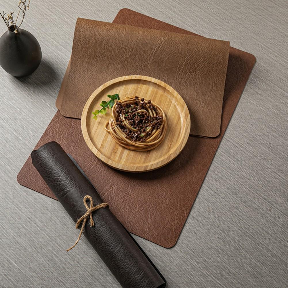 Leather Washable Placemats Set of 5 Non Slip Heat Resistant Table Mats