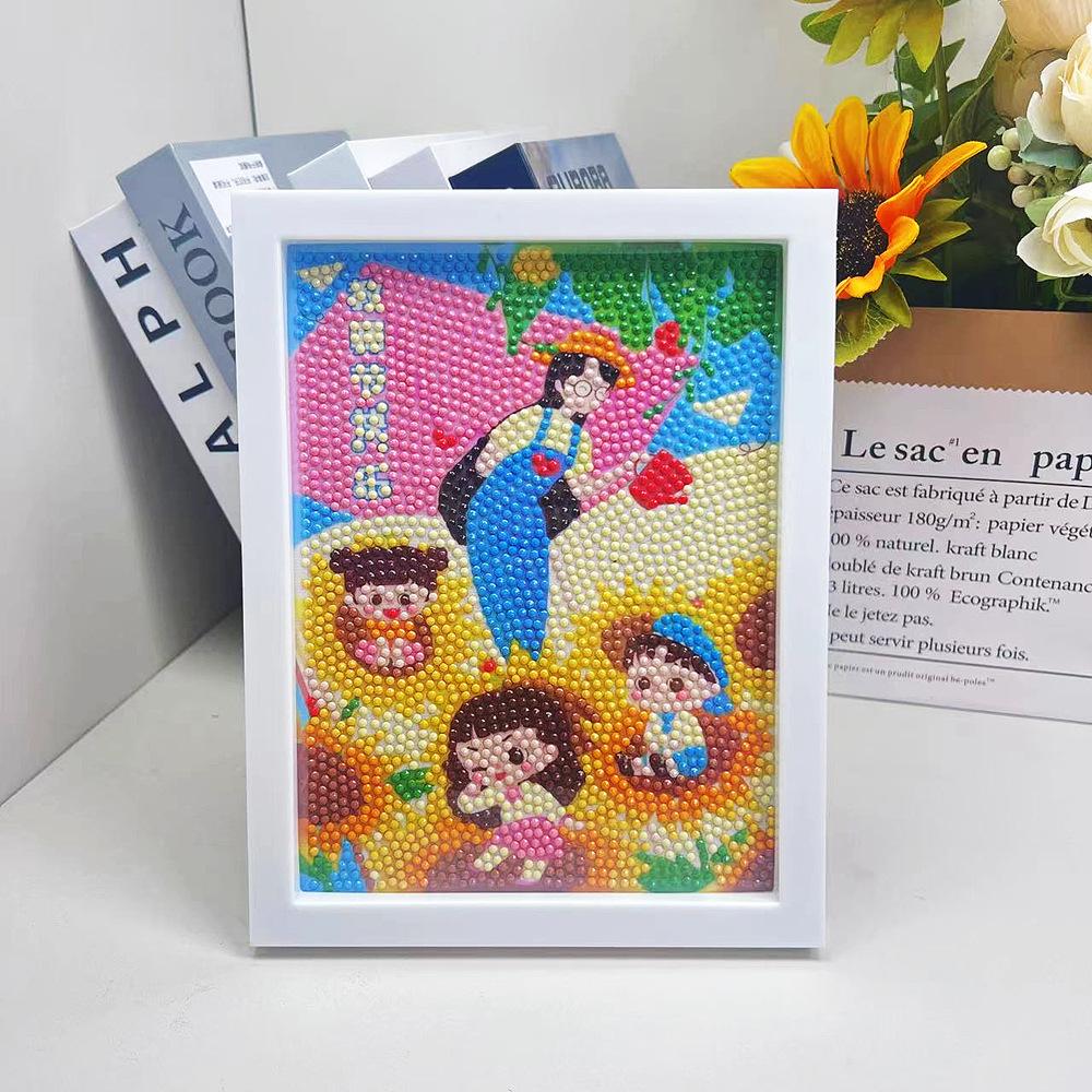 Diamentowe malowanie kreskówek Dziecięce ręcznie robione naklejki diamentowe DIY Sypialnia Salon Malarstwo dekoracyjne Malowanie murarskie z ramką na zdjęcia.