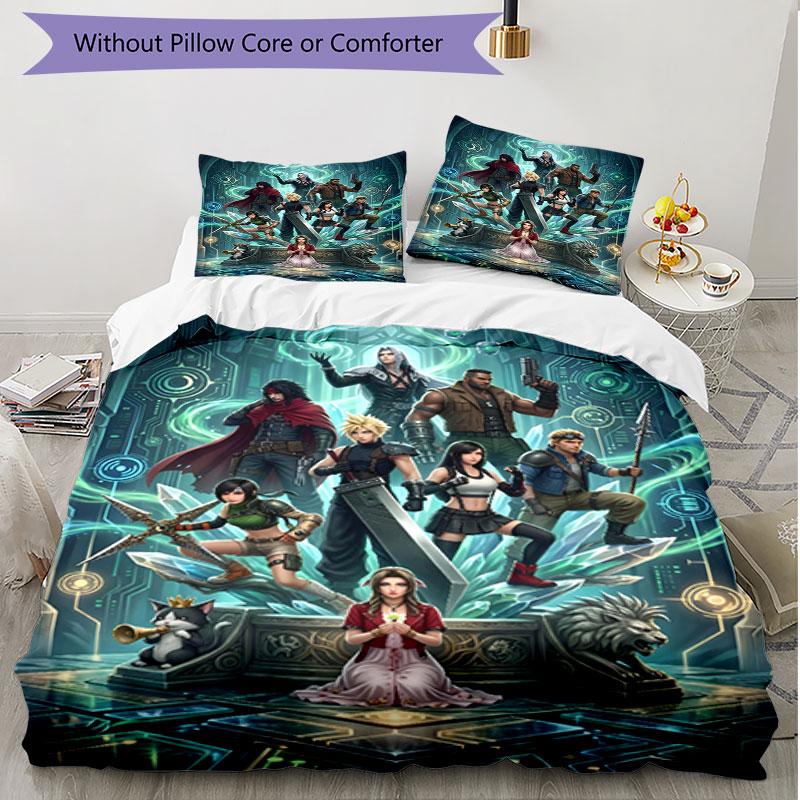 3pcs Duvet Cover Set (1*Duvet Cover + 2*Pillowcase, Without Core), Final Fantasy Print Soft All‑Season Bedding Set, Home Bedroom Decor Gift