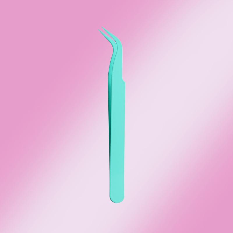 123mm Anti-Stick, No-Glue, Stainless Steel Round Tip Colored Tweezers for Jewelry and False Eyelashes