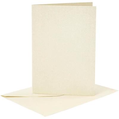 Doppelkarten und Umschläge - Perlmutt-Off-White - 10,5 x 15 cm - 8 St. - Dickes Kartonpapier