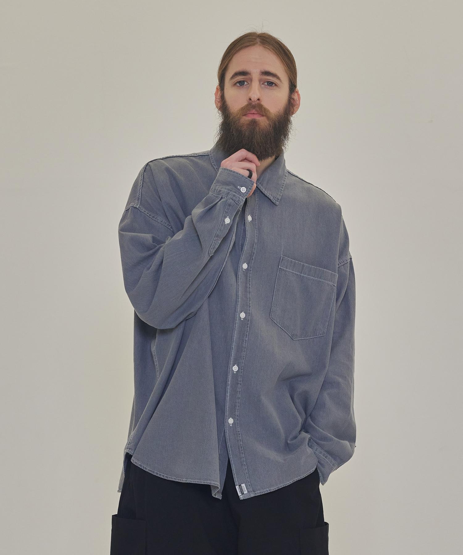 Cargo Bros Cb Washed City Boy Denim Shirt (Gray) Free