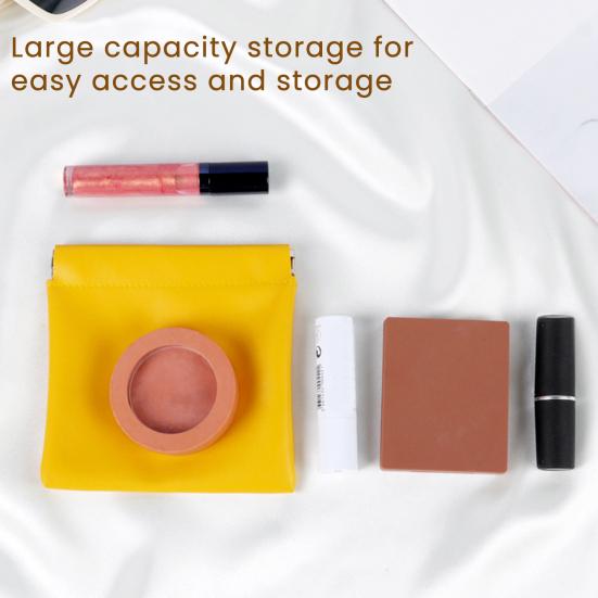 Snap Closure Pouch Faux Leather Mini Cosmetic Bag Waterproof Self-Closing Organizer Pouch for Coin