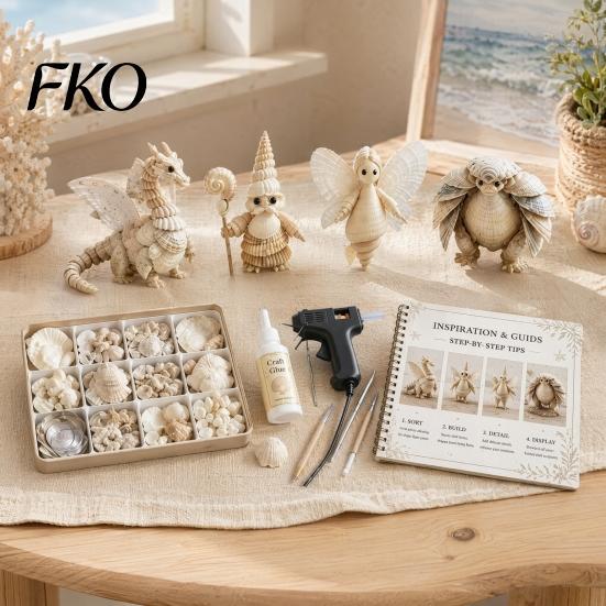 Kit Decorazione Fatto a Mano Conchiglia Kit Creativo Fai da Te, Creature Fantastiche di Conchiglie con Conchiglie e Strumenti, Set Creazioni per Principianti Idea Regalo