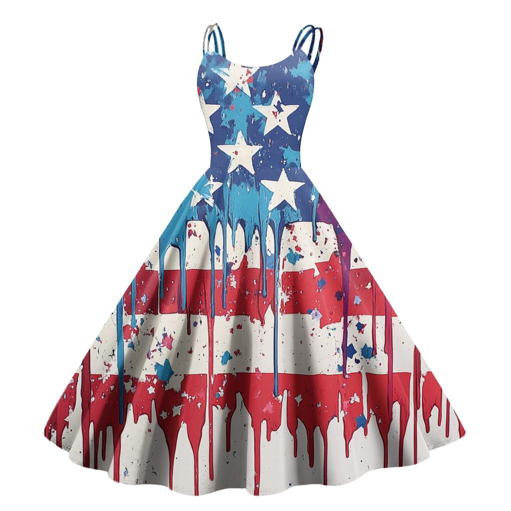 Dámské ležérní módní potisk Sexy punkové retro šaty Retro šaty