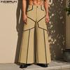 INCERUN Men Zip-up Waist Trousers Casual Line Stitching Thin Long Pants