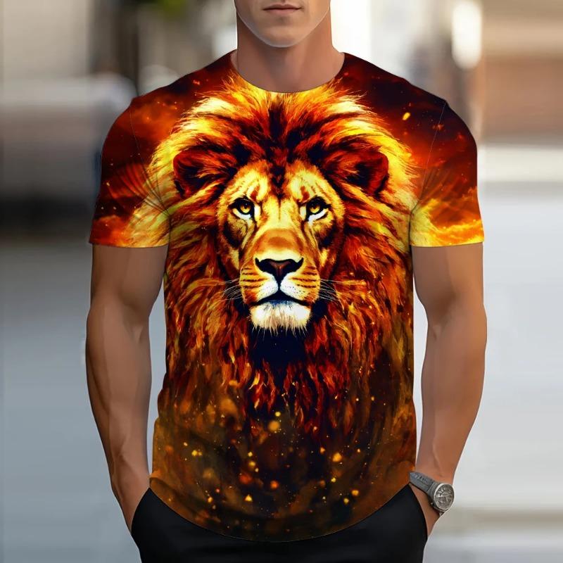 3D printing new men's fashion casual simple short-sleeved T-shirt comfortable breathable cherry blossom print short sleeve